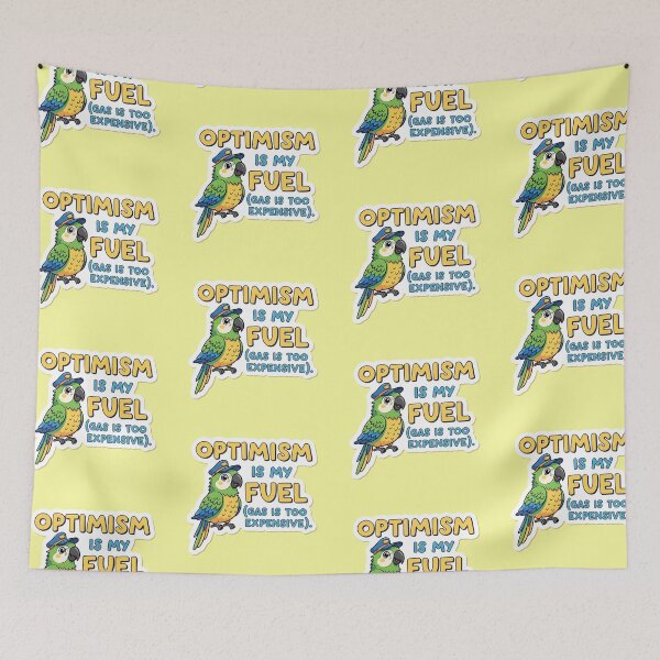 Item preview, "Optimism is My Fuel (Gas is Too Expensive)" - Cute Parrot Sticker designed and sold by bvdesignart.