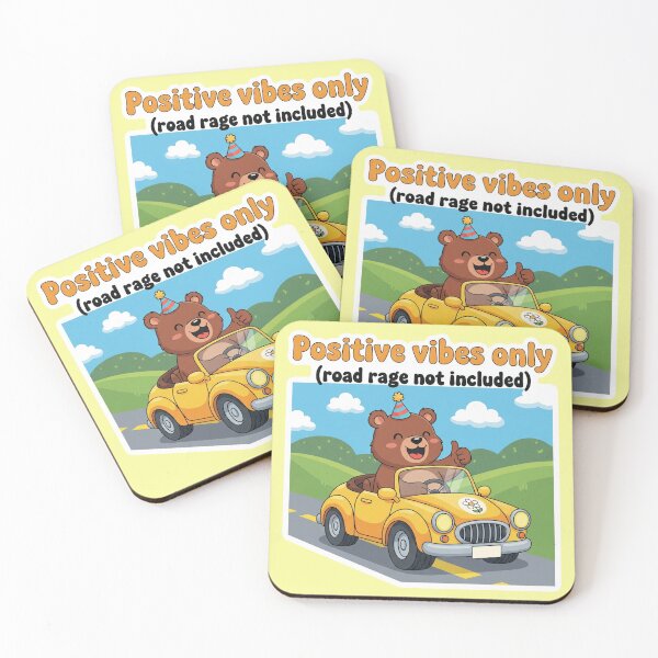 Item preview, "Positive Vibes Only (Road Rage Not Included)" - Cute Bear Sticker designed and sold by bvdesignart.