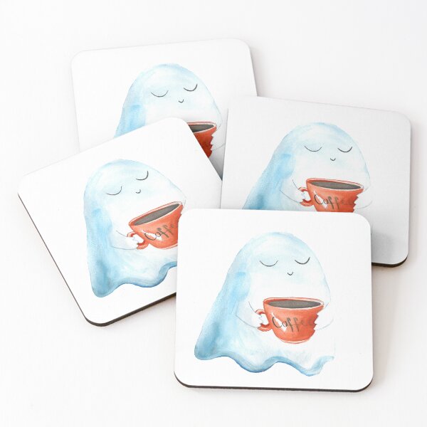 Item preview, Cute Ghost with Coffee Mug - Watercolor Halloween designed and sold by Kozhyna.