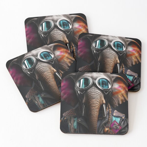Item preview, Rock Style Elephant Art - Biker Animal Wall Print with Sunglasses designed and sold by LaboPrint.