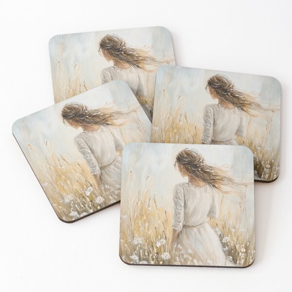 Item preview, Rustic Art, Girl on Wildflowers Field in Pastel Colors designed and sold by LaboPrint.