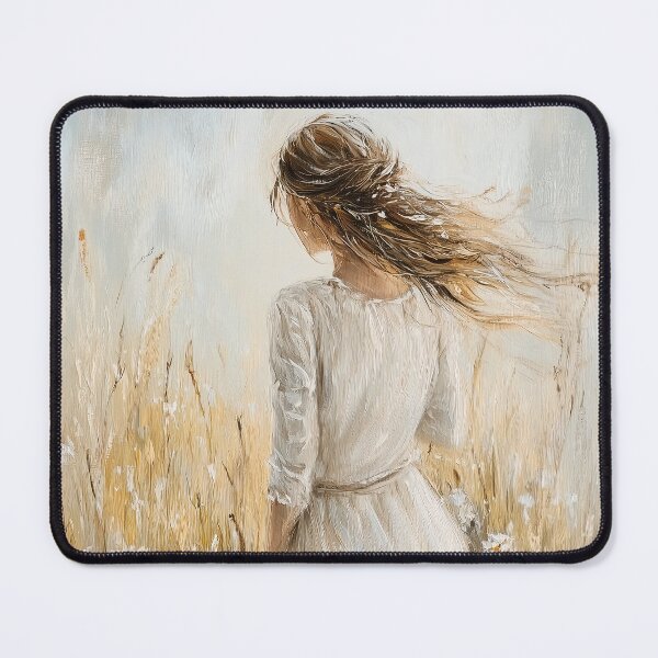 Item preview, Rustic Art, Girl on Wildflowers Field in Pastel Colors designed and sold by LaboPrint.