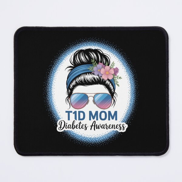 Item preview, Bleached Messy Bun T1D Mom Type 1 Diabetes Awareness Ribbon designed and sold by CookWorldLaughs.