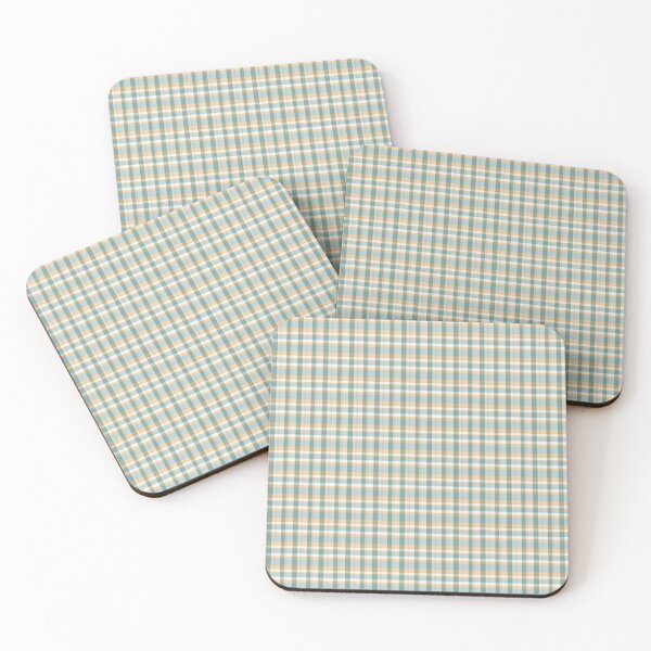 Item preview, Pastel green orange beige Square grid pattern Madras plaid designed and sold by EmeraldeaArt.