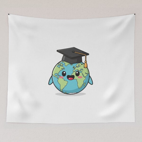 Item preview, Happy Earth Graduation – Cute Globe in Cap Design designed and sold by Rank Sol.