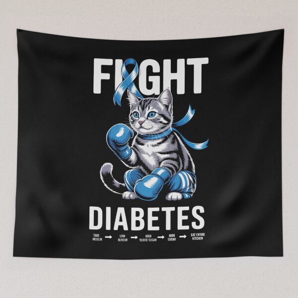 Item preview, Cute Cat Diabetic Life Cycle Diabetes Awareness Boxing Cat designed and sold by CookWorldLaughs.