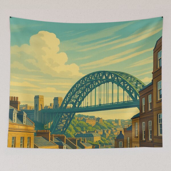 Item preview, Newcastle Tyne Bridge – England Vintage Travel Poster designed and sold by Fans-Favourites.