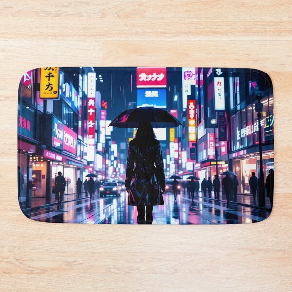 Item preview, Cyberpunk City Nights – Neon Rain Street Scene Artwork designed and sold by artmanikin.
