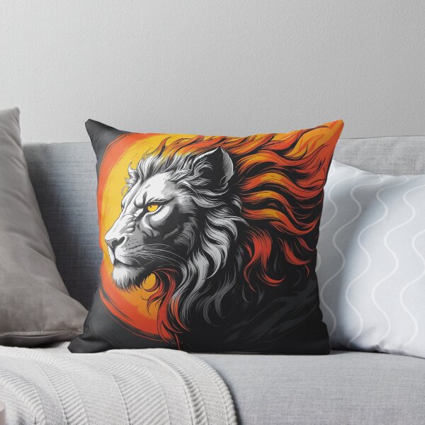 Item preview, Flaming Lion Head - Powerful Animal Design designed and sold by faleisvolen22.