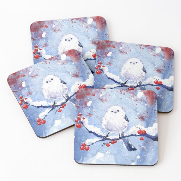 Item preview, Kawaii Bird in Winter Snowfall- Watercolor Illustration designed and sold by Chiara Mendicino.
