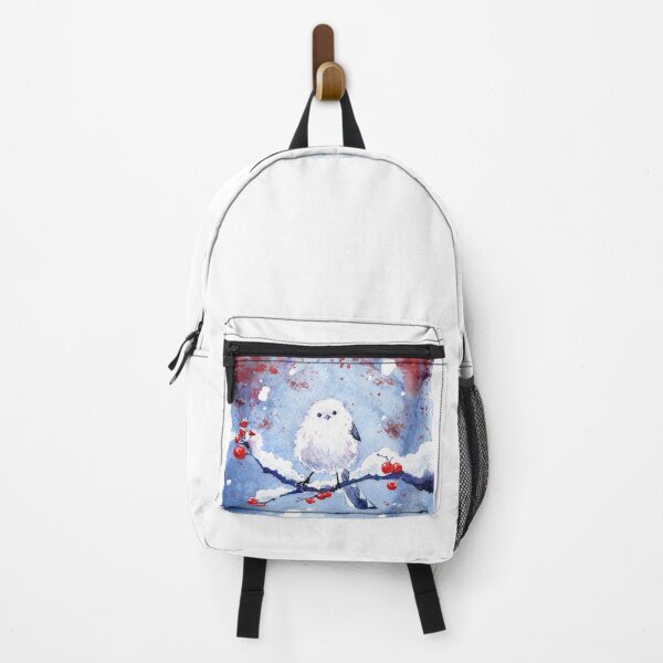 Item preview, Kawaii Bird in Winter Snowfall- Watercolor Illustration designed and sold by Chiara Mendicino.