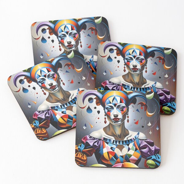 Item preview, Surreal Harlequin Queen Carnival Fantasy T-Shirt – Bold Geometric Pop Art Design designed and sold by artmanikin.
