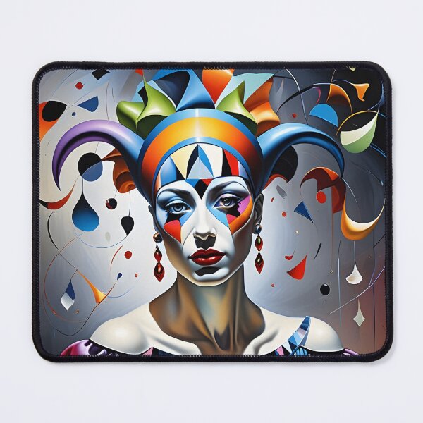 Item preview, Surreal Harlequin Queen Carnival Fantasy T-Shirt – Bold Geometric Pop Art Design designed and sold by artmanikin.