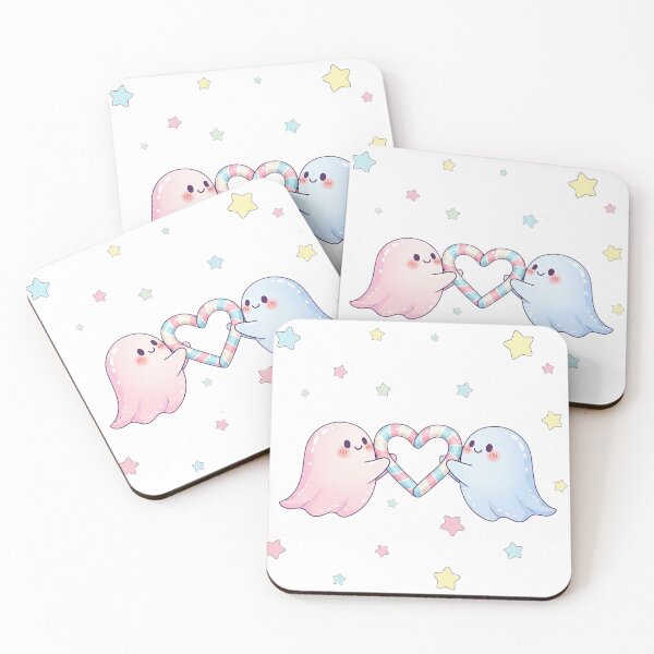 Item preview, Cute Kawaii Pastel Ghosts in Love designed and sold by istoriadesign.