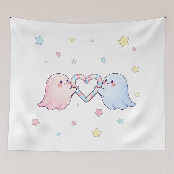 Item preview, Cute Kawaii Pastel Ghosts in Love designed and sold by istoriadesign.