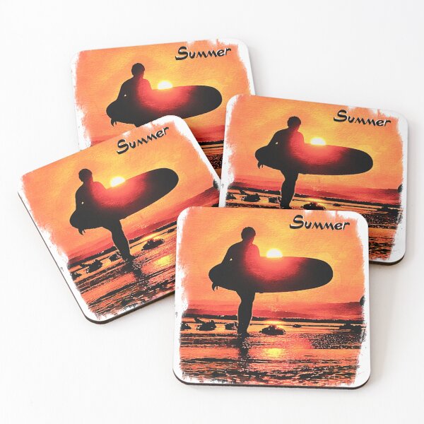 Item preview, Memories Of Summer Surfer At Sunset. Digital Art WallsOfFame designed and sold by WallsOfFameAust.