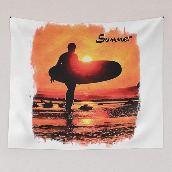 Item preview, Memories Of Summer Surfer At Sunset. Digital Art WallsOfFame designed and sold by WallsOfFameAust.