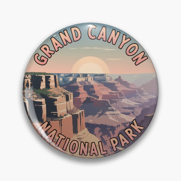 Item preview, Grand Canyon Retro Sunset Badge · National Park Arizona Sticker designed and sold by Horizon Tales.