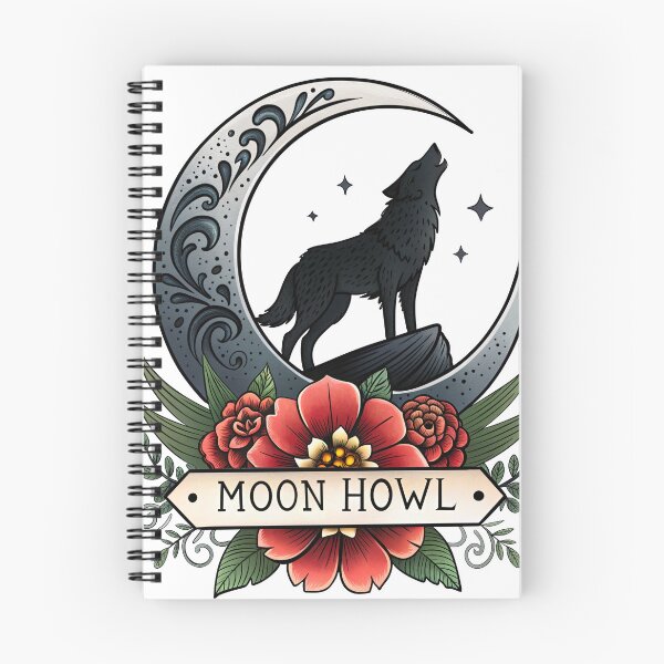 Item preview, Moon Howl – Neo-Traditional Wolf with Flowers designed and sold by FlowingInkArt.