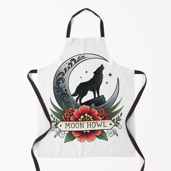 Item preview, Moon Howl – Neo-Traditional Wolf with Flowers designed and sold by FlowingInkArt.