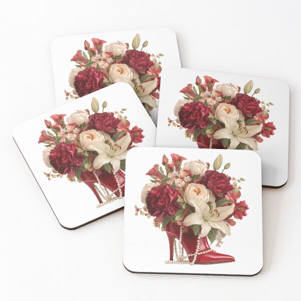 Item preview, Red Heel Floral Fashion Illustration designed and sold by FlatFashionista.