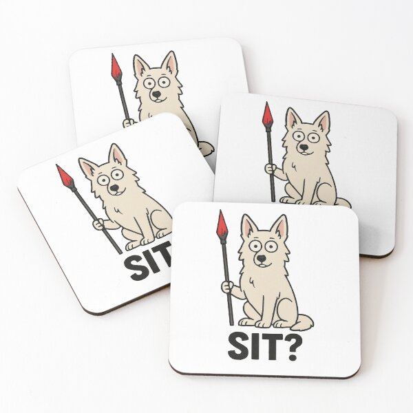 Artikelvorschau, Humor mit weit aufgerissenen Augen, Schweizer Schäferhund, Speer entworfen und verkauft von Flying Doggo.