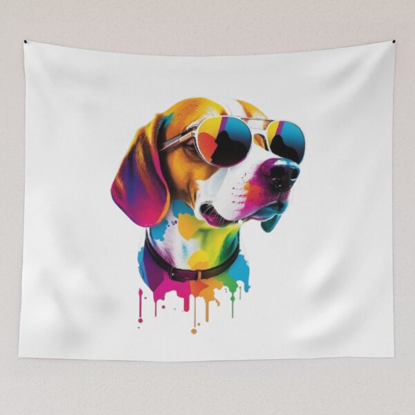 Item preview, Colorful Dog with Sunglasses – Vibrant Pop Art Design | Cool Beagle Artwork for T-Shirts, Posters, Stickers & Home Decor. designed and sold by BlueHillsJanot.