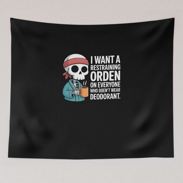 Item preview, Skeleton Coffee Quote - I Want a Restraining Order on Everyone who Doesn't wear designed and sold by MissRasheedHam.
