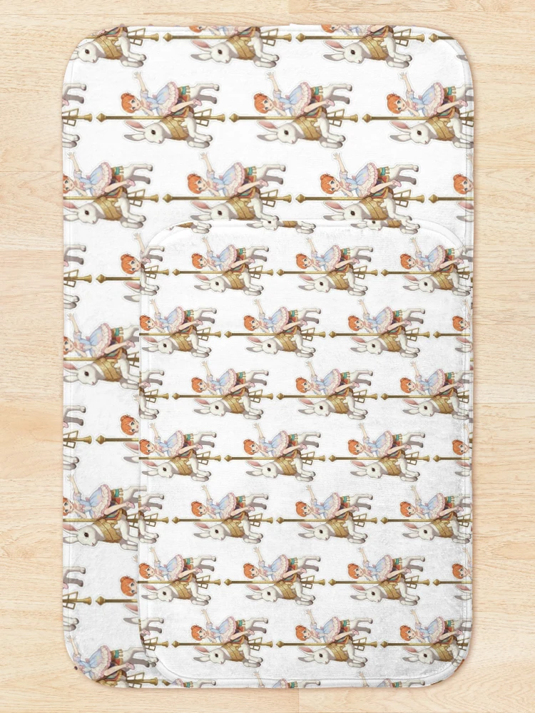 Thumbnail 5 of 6, Bath Mat, Jennie Riding the White Rabbit designed and sold by Homelesssquid's Stickers & More.