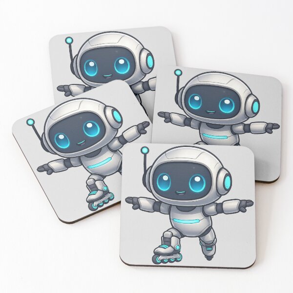 Item preview, Cute Futuristic Robot Illustration Skating on Rollerblades designed and sold by henamy.