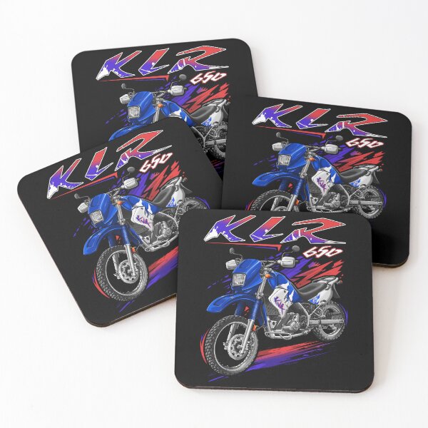 Artikelvorschau, Kawasaki KLR650 1996-1998 (Blau-Weiß) für Motorradfahrer entworfen und verkauft von MotoApparelHub.