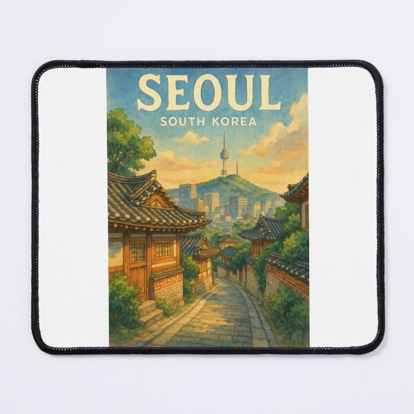 Item preview, Bukchon Hanok Village and Namsan Tower, Seoul designed and sold by Aryabek.