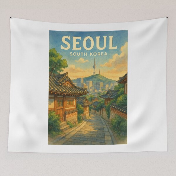 Item preview,  Bukchon Hanok Village and Namsan Tower, Seoul designed and sold by Aryabek.