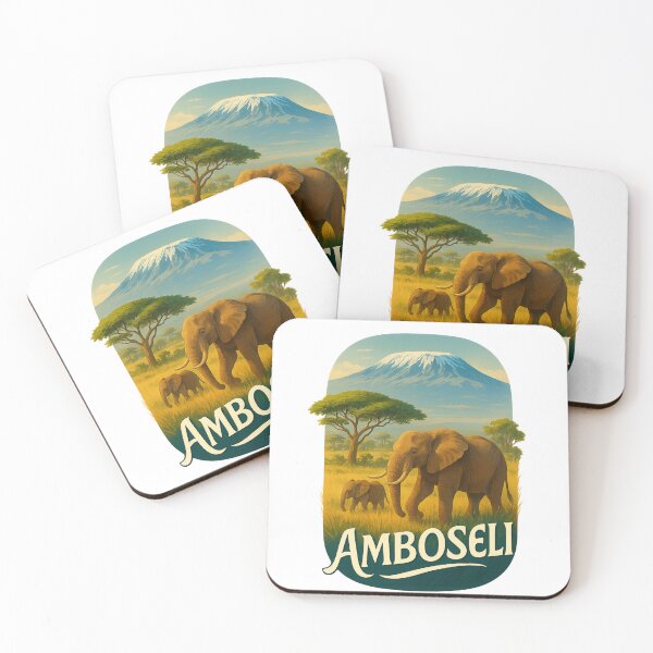 Item preview,  African Elephants in Amboseli with Mount Kilimanjaro designed and sold by Aryabek.