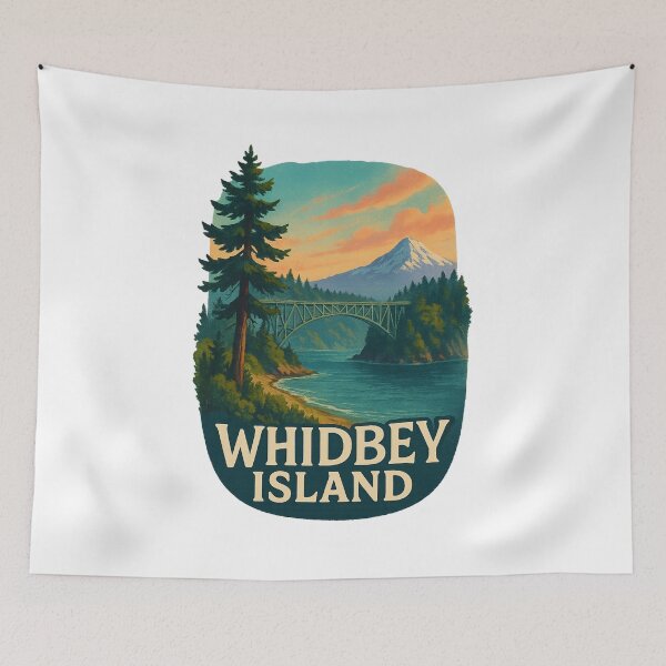 Item preview,  Bridge and Mountain View, Whidbey Island Sunset designed and sold by Aryabek.