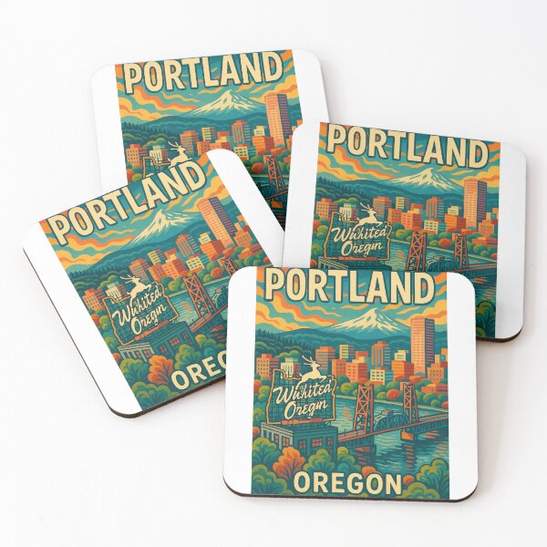 Item preview,  Portland Skyline and White Stag Sign, Oregon designed and sold by Aryabek.