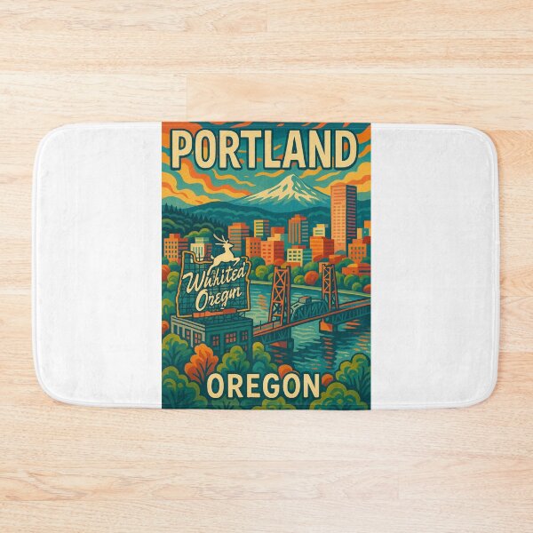 Item preview,  Portland Skyline and White Stag Sign, Oregon designed and sold by Aryabek.