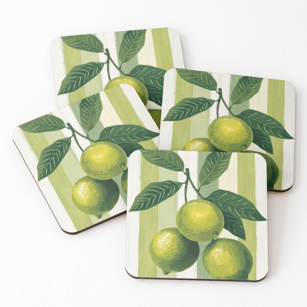 Item preview, Limes on green and white stripe designed and sold by Boho Art by Rebecca.