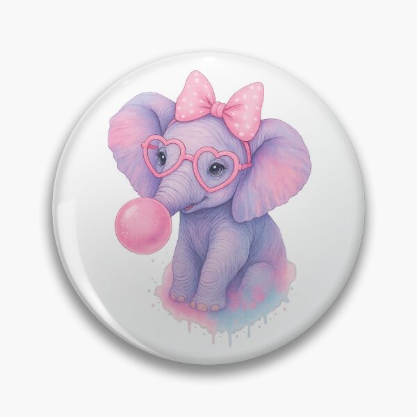 Item preview, Cute Kawaii Elephant Blowing Bubblegum with Glasses and Bow – Adorable Pastel Cartoon Animal Gift designed and sold by FixwellStudio.