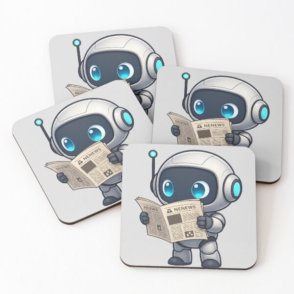 Item preview, Cute Futuristic Robot Illustration Reading a Newspaper designed and sold by henamy.