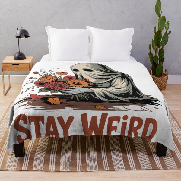 Item preview, Stay Weird Floral Ghost With Bouquet Vintage Halloween Sticker designed and sold by NArtdesigns.