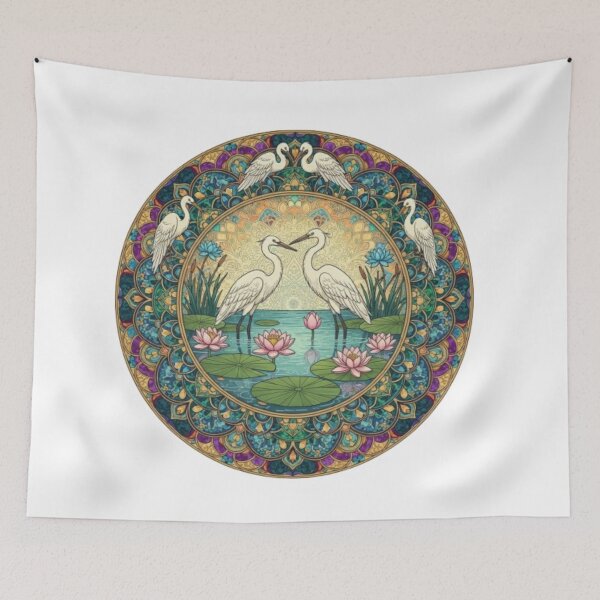Item preview, Heron in the lotus pond designed and sold by PP&RAINBOW SHOP.