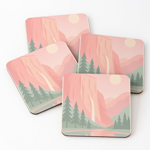 Aperçu de l'œuvre Yosemite – Affiche rétro pastel du parc mythique créée et vendue par Pink & California.