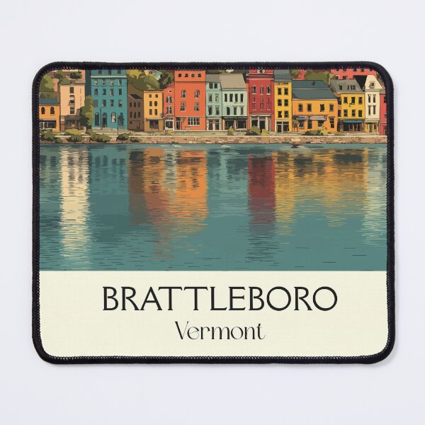 Item preview, Brattleboro Vermont Retro Travel Art | Connecticut River Town Design designed and sold by TuncGK.
