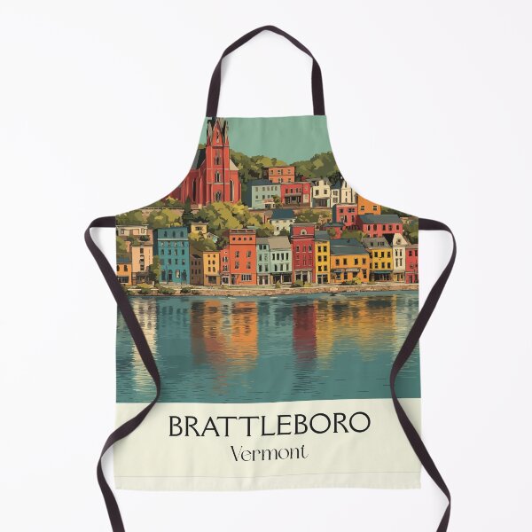 Item preview, Brattleboro Vermont Retro Travel Art | Connecticut River Town Design designed and sold by TuncGK.