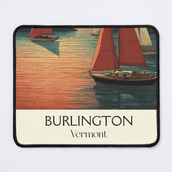 Item preview, Burlington Vermont Vintage Travel Art | Lake Champlain Sailing Sunset designed and sold by TuncGK.