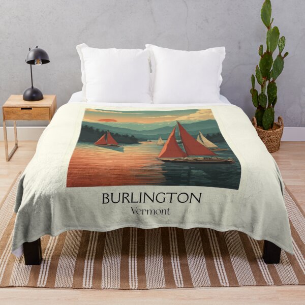 Item preview, Burlington Vermont Vintage Travel Art | Lake Champlain Sailing Sunset designed and sold by TuncGK.
