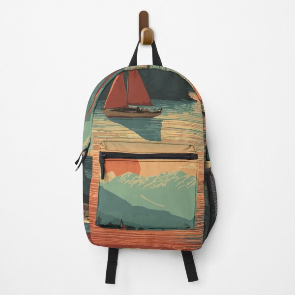 Item preview, Burlington Vermont Vintage Travel Art | Lake Champlain Sailing Sunset designed and sold by TuncGK.