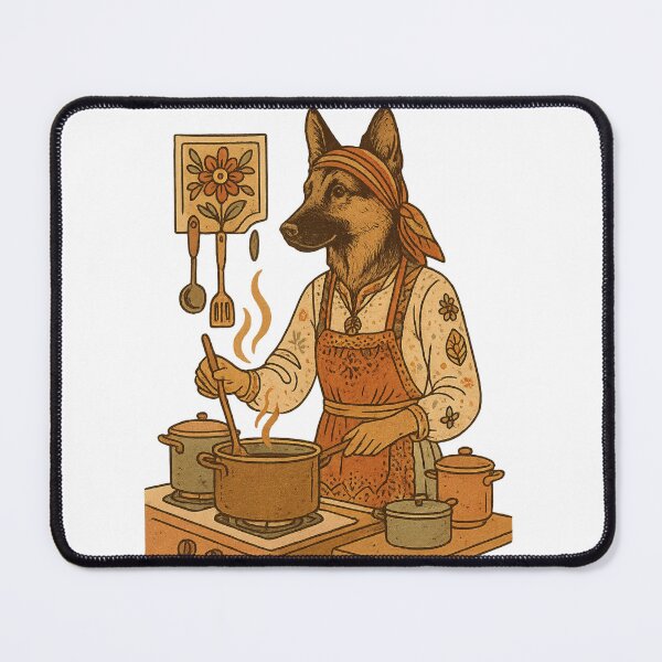 Item preview, Boho Dog Chef Illustration – Surreal Kitchen Artwork designed and sold by ilkami.