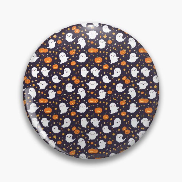 Artikelvorschau, Süßes Geister- und Kürbis-Halloween-Muster – Kawaii Spooky Seamless Design entworfen und verkauft von WojcikDesigners.